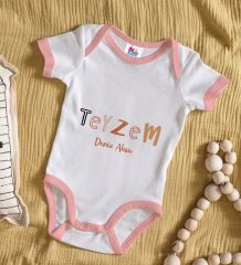 BK Kids Kişiye Özel Pembe Bebek Body Zıbın - Model 59