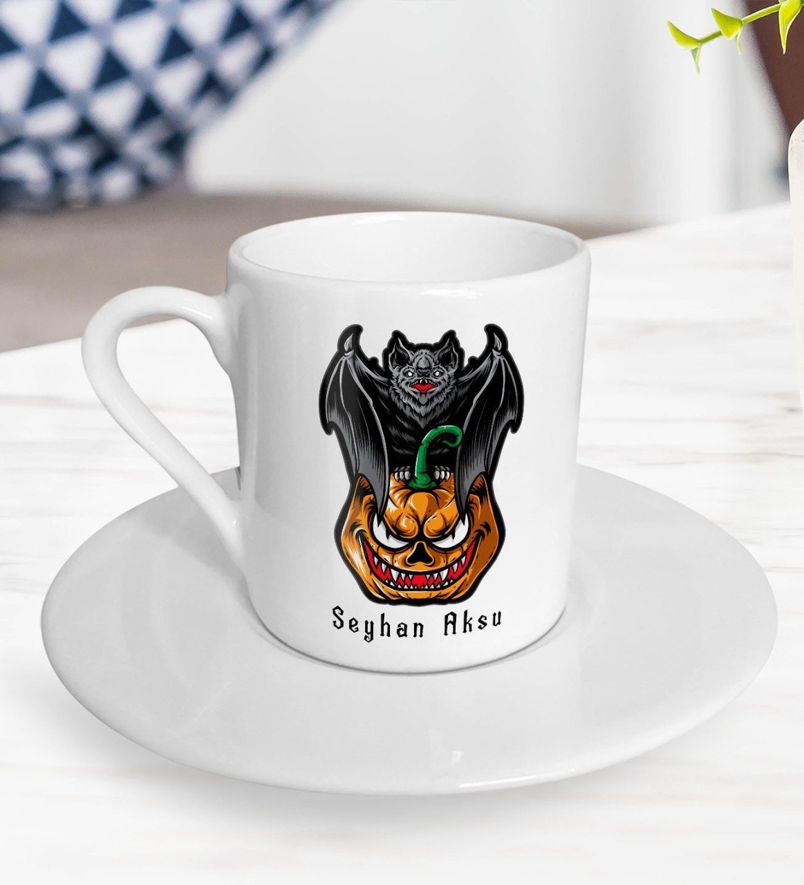 Kişiye Özel Happy Halloween Tasarımlı Türk Kahvesi Fincanı-6