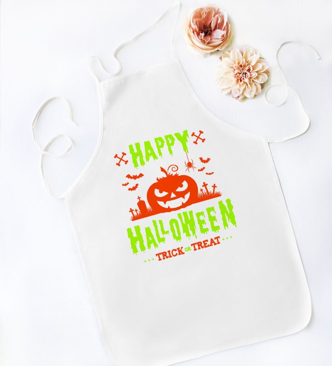 BK Gift Happy Halloween Tasarımlı Beyaz Mutfak Önlüğü-8