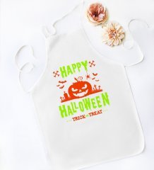 BK Gift Happy Halloween Tasarımlı Beyaz Mutfak Önlüğü-8