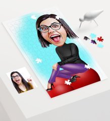 Kişiye Özel Bayan Karikatür 240 Parça A3 Puzzle - 1