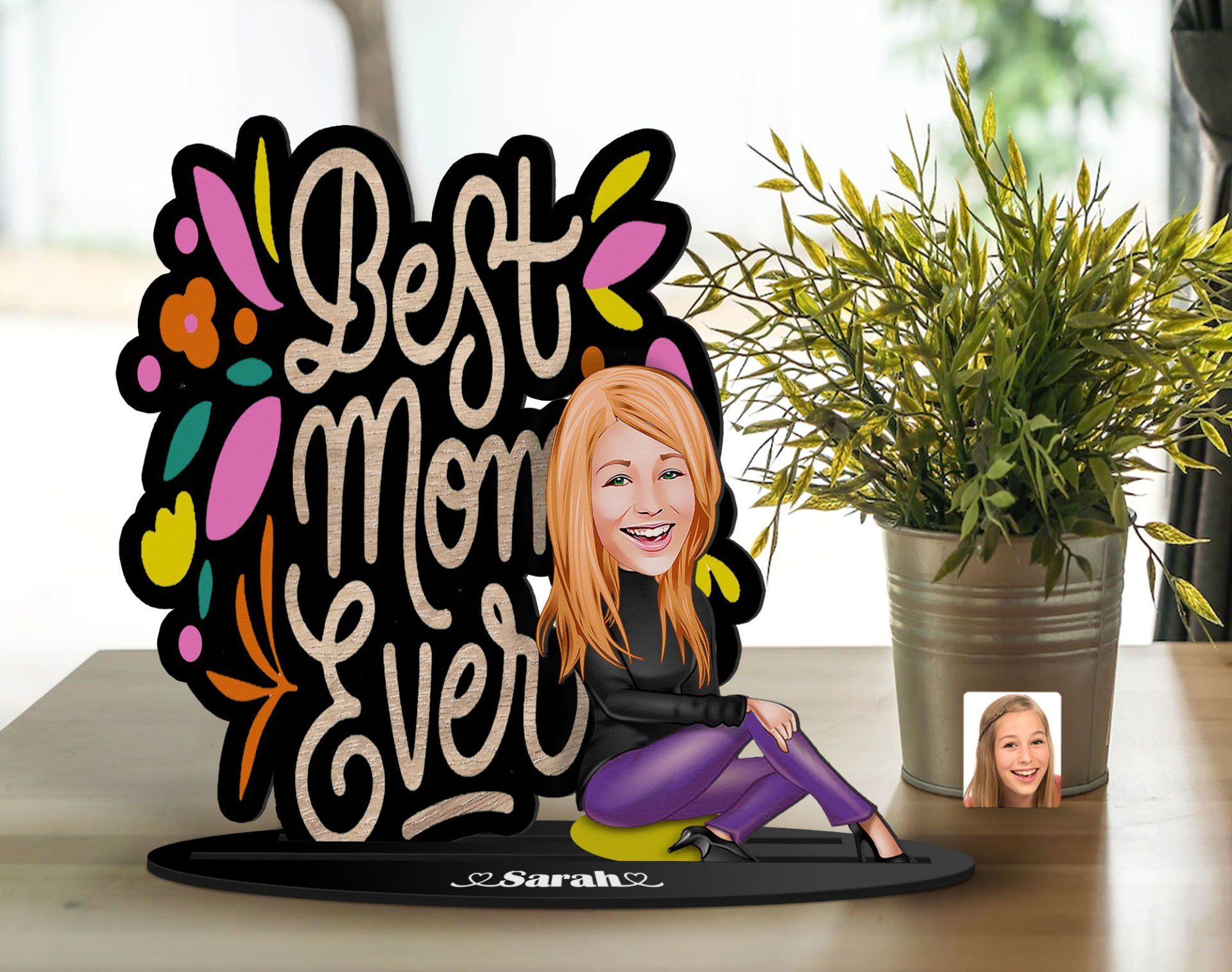 BK Gift Kişiye Özel Anneler Günü Karikatürlü 3D Ahşap Biblo, Anneler Günü Biblo, Ahşap Biblo, Anneye Hediye, Ev Dekoru-8
