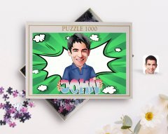 Kişiye Özel İsimli Erkek Karikatürlü 1000 Parça Profesyonel Puzzle-1