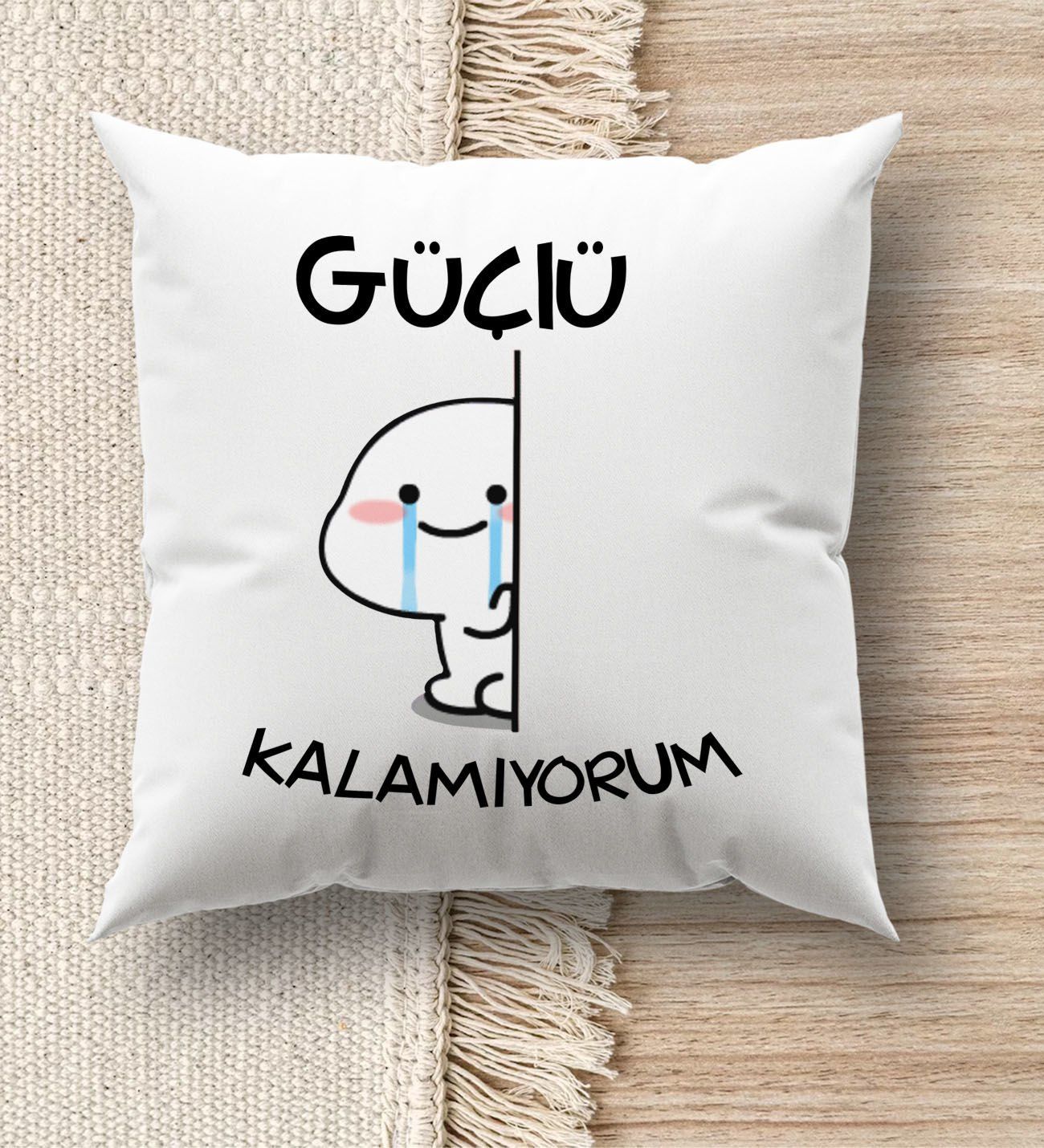 BK Gift Esprili Beyaz Kırlent Yastık, Ev Hediyesi, Ev Dekorasyonu, Dekoratif Hediye-2