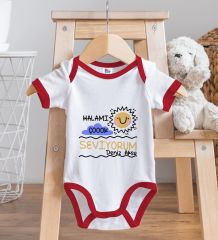 BK Kids Kişiye Özel Halamı Çok Seviyorum Tasarımlı Kırmızı Bebek Body Zıbın-1