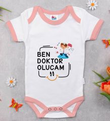 BK Kids Doktor Olucam Tasarımlı Pembe Bebek Body Zıbın-1