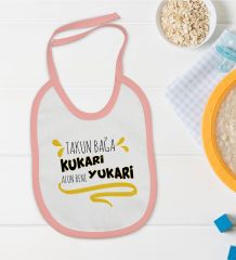 BK Kids Takun Bağa Kukari Tasarımlı Pembe Bebek Mama Önlüğü-1