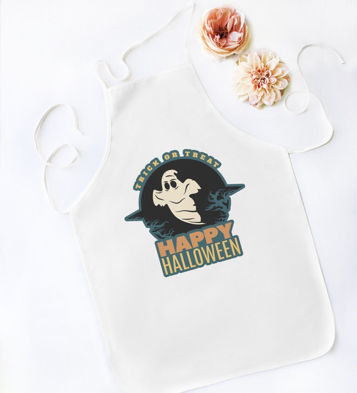 BK Gift Happy Halloween Tasarımlı Beyaz Mutfak Önlüğü-7