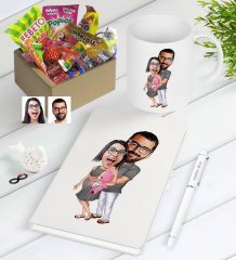 Kişiye Özel Bebek Sürprizi Karikatürlü Nostaljik Lezzetler Defter Kalem Kupa Hediye Seti