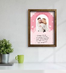 Kişiye Özel Kendi El Yazın Mesajlı Fotoğraflı Doğal Ahşap Çerçeveli Tablo 30x40cm-2