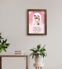 Kişiye Özel Kendi El Yazın Mesajlı Fotoğraflı Doğal Ahşap Çerçeveli Tablo 30x40cm-2