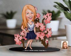 BK Gift Kişiye Özel Anneler Günü Karikatürlü 3D Ahşap Biblo, Anneler Günü Biblo, Ahşap Biblo, Anneye Hediye, Ev Dekoru-7