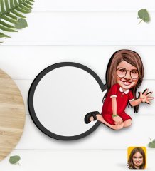 Kişiye Özel Kız Çocuk Karikatürlü Ahşap Bardak Altlığı-2