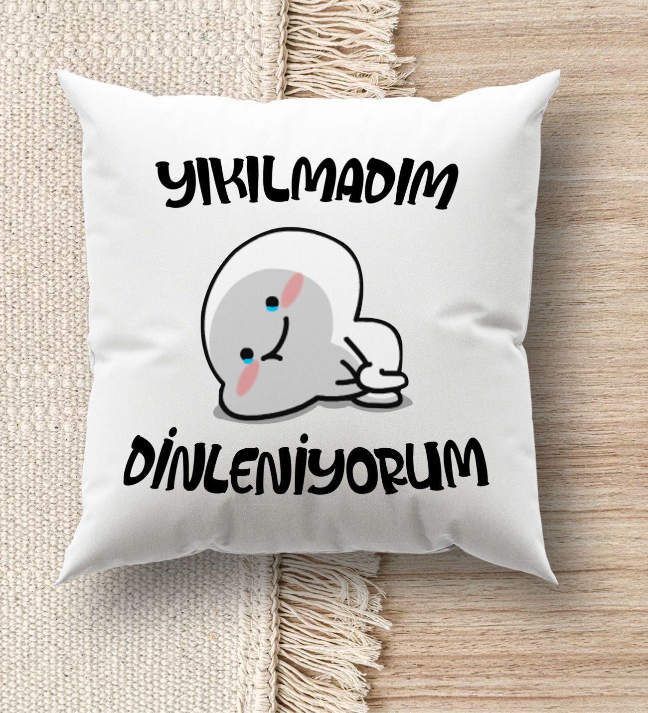 BK Gift Esprili Beyaz Kırlent Yastık, Ev Hediyesi, Ev Dekorasyonu, Dekoratif Hediye-1