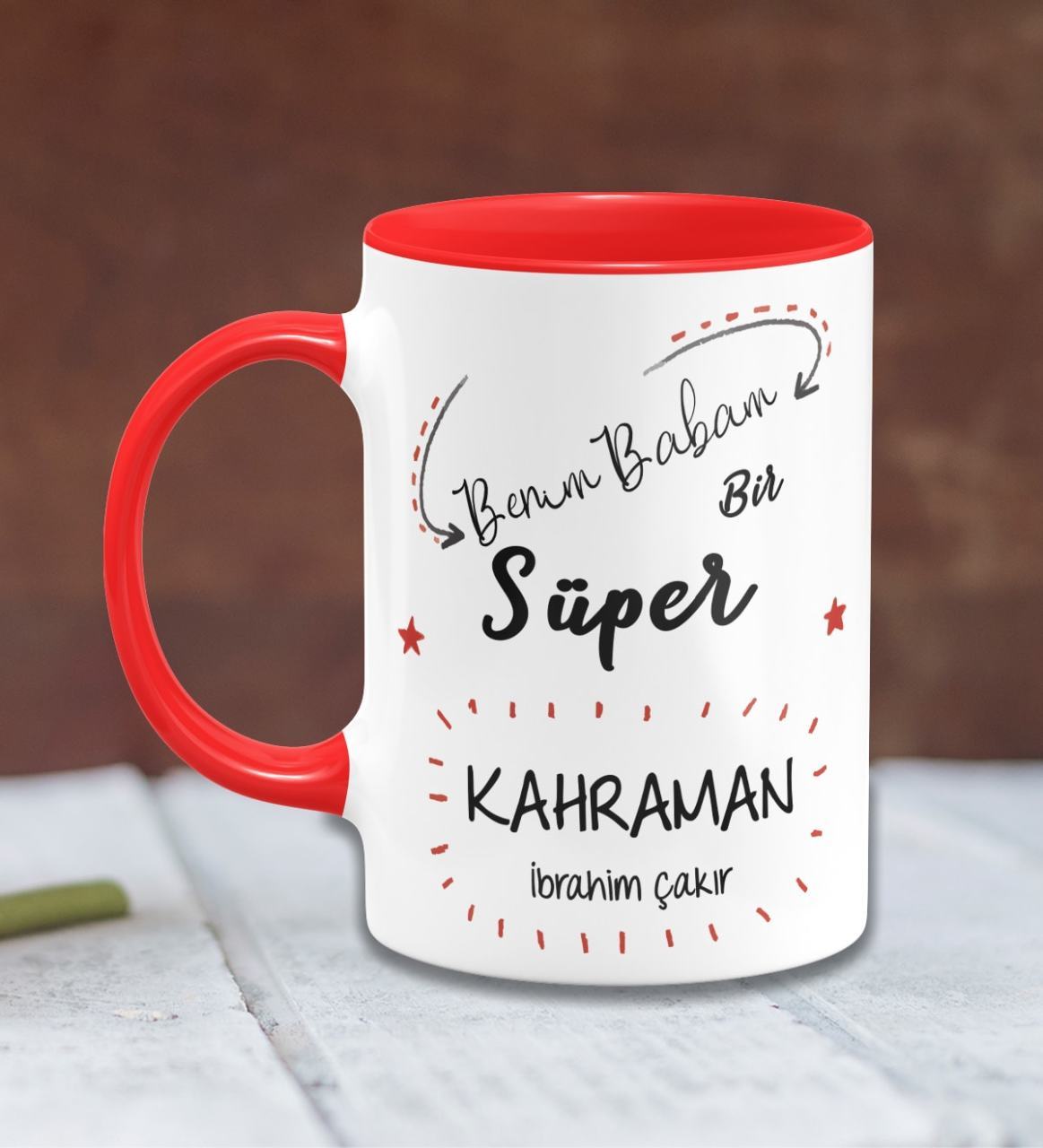 Kişiye Özel Babalar Günü Temalı Kırmızı Kupa Bardak 17-265K