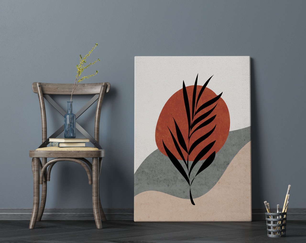 BK Home Minimalist Plant Tasarımlı Kanvas Tablo 70x100cm-1