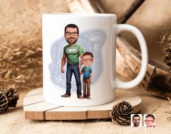 Kişiye Özel Karikatürlü Baba Oğul Tasarımlı Beyaz Kupa Bardak-21, Aileye Hediye , Karikatürlü Kupa Bardak