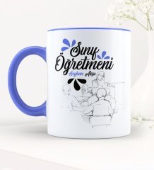 Kişiye Özel Sınıf Öğretmeni Mavi Kupa Bardak