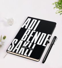 Kişiye Özel İsimli Adı Bende Saklı Tasarımlı Siyah Defter Kalem Seti-1