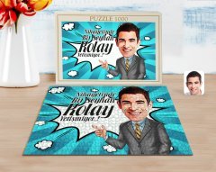 Kişiye Özel Erkek Kolay Yetişmiyor Karikatürlü 1000 Parça Profesyonel Puzzle-2