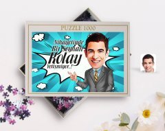 Kişiye Özel Erkek Kolay Yetişmiyor Karikatürlü 1000 Parça Profesyonel Puzzle-2