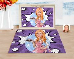 Kişiye Özel Kadın Aşçı Karikatürlü 1000 Parça Profesyonel Puzzle-4
