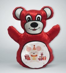 BK Gift Sevimli Fare Tasarımlı Kırmızı Ayıcık Yastık-1