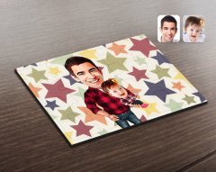 Kişiye Özel Baba Kız Karikatürlü Ahşap Puzzle-2