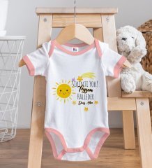 BK Kids Kişiye Özel Pembe Bebek Body Zıbın - Model 56