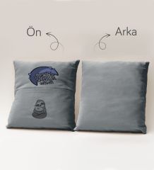 BK Gift Eğlenceli Tasarımlı Organizer Kumanda ve Atıştırmalık Cepli Gri Kırlent Yastık- 14, Ev Dekoru, Ev Hediyesi