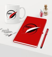 Kişiye Özel Avukat Temalı Kırmızı Defter Kalem Kupa Seti - 13