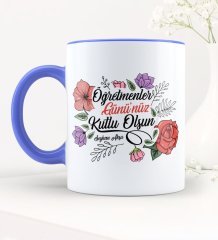 Kişiye Özel Öğretmenler Gününüz Kutlu Olsun Mavi Kupa Bardak - 5