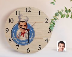 Kişiye Özel Erkek Masterchef Kolay Yetişmiyor Karikatürlü Otantik Ahşap Palet Saat-1