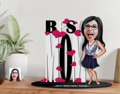 BK Gift Kişiye Özel Anneler Günü Karikatürlü 3D Ahşap Biblo, Anneler Günü Biblo, Ahşap Biblo, Anneye Hediye, Ev Dekoru-5