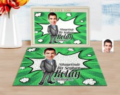 Kişiye Özel Erkek Kolay Yetişmiyor Karikatürlü 1000 Parça Profesyonel Puzzle-1