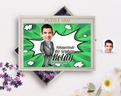 Kişiye Özel Erkek Kolay Yetişmiyor Karikatürlü 1000 Parça Profesyonel Puzzle-1