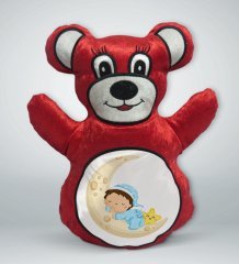 BK Gift Sevimli Çocuk Tasarımlı Kırmızı Ayıcık Yastık-1