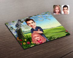 Kişiye Özel Baba Kız Karikatürlü Ahşap Puzzle-1