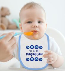 BK Kids Maşallah Tasarımlı Mavi Bebek Body Zıbın ve Mama Önlüğü Hediye Seti-2