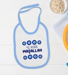 BK Kids Maşallah Tasarımlı Mavi Bebek Body Zıbın ve Mama Önlüğü Hediye Seti-2