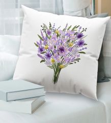 BK Gift Çiçek Tasarımlı Beyaz Kırlent Yastık, Ev Hediyesi, Ev Dekorasyonu, Dekoratif Hediye-9
