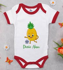 BK Kids Kişiye Özel Futbol Tasarımlı Kırmızı Bebek Body Zıbın-3