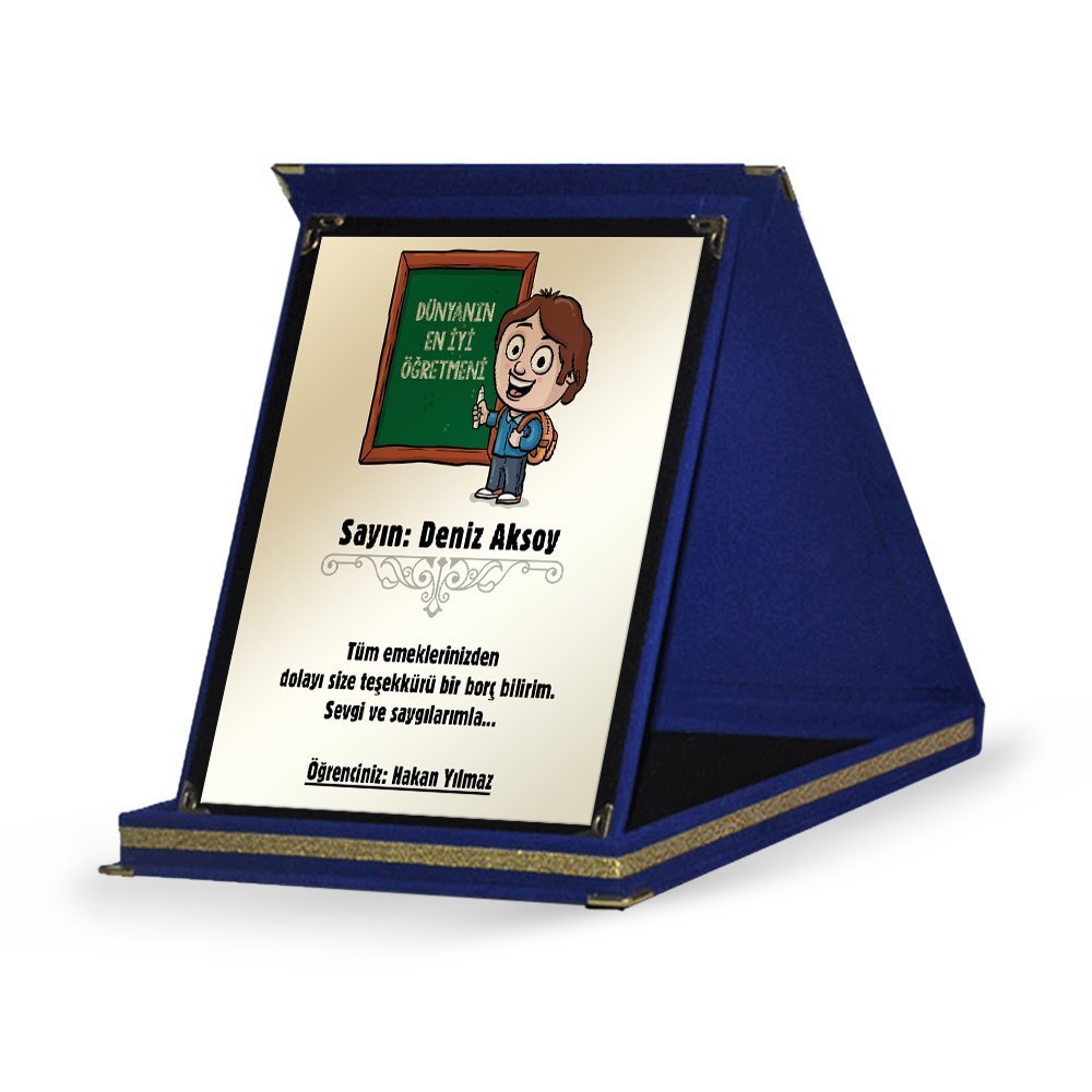 Kişiye Özel Lacivert Plaket (Öğretmenler Günü Temalı-1)