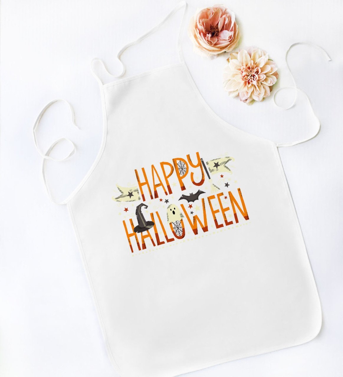 BK Gift Happy Halloween Tasarımlı Beyaz Mutfak Önlüğü-4