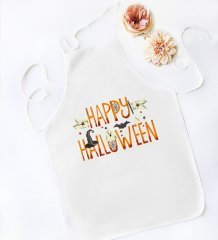 BK Gift Happy Halloween Tasarımlı Beyaz Mutfak Önlüğü-4