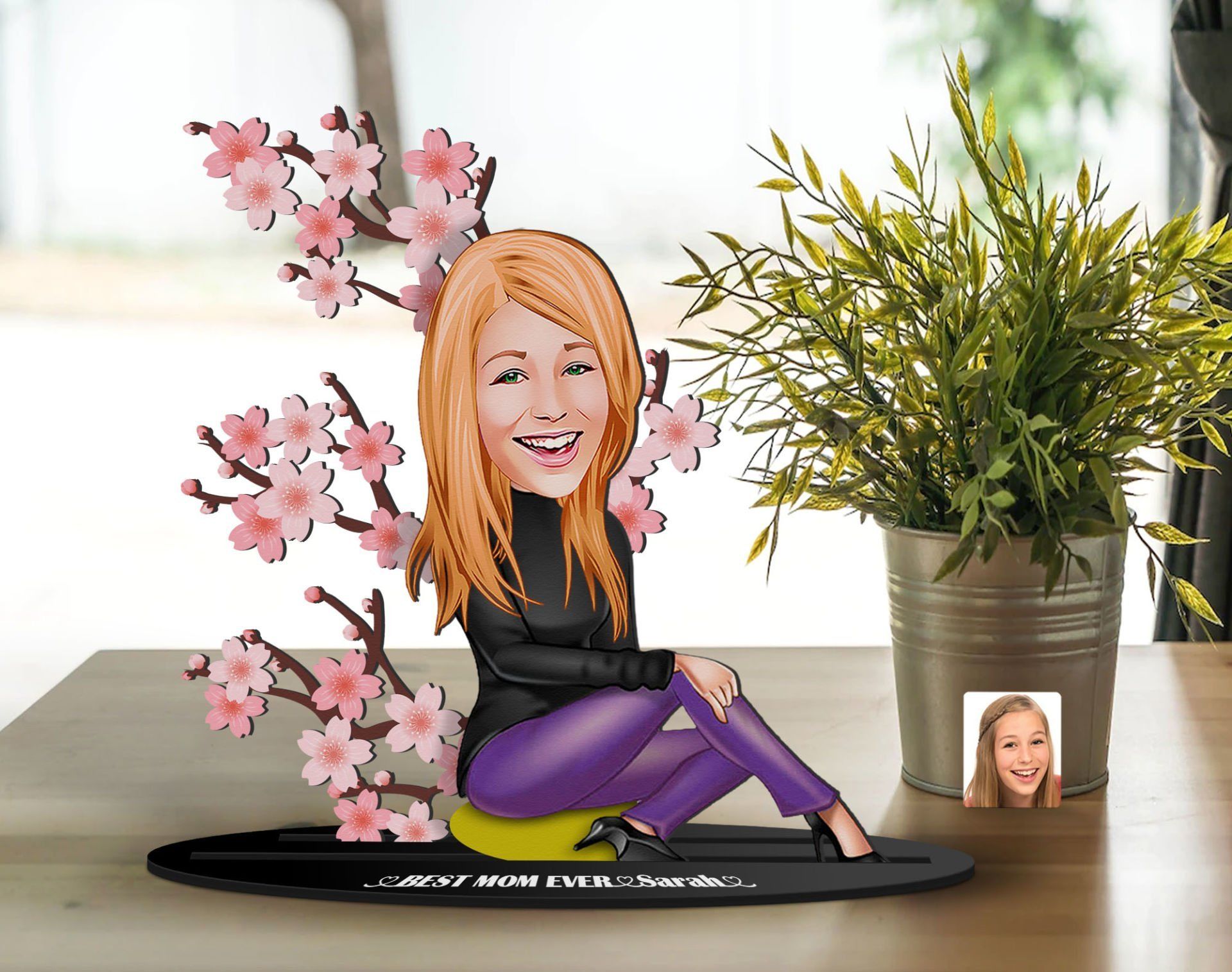 BK Gift Kişiye Özel Anneler Günü Karikatürlü 3D Ahşap Biblo, Anneler Günü Biblo, Ahşap Biblo, Anneye Hediye, Ev Dekoru-4