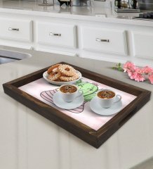BK Gift Kaktüs Tasarımlı Doğal Ahşap Tepsi-1