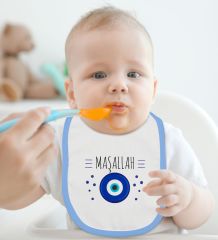 BK Kids Maşallah Tasarımlı Mavi Bebek Body Zıbın ve Mama Önlüğü Hediye Seti-1