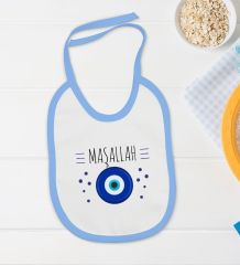 BK Kids Maşallah Tasarımlı Mavi Bebek Body Zıbın ve Mama Önlüğü Hediye Seti-1