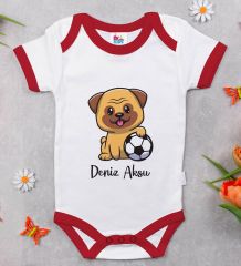 BK Kids Kişiye Özel Futbol Tasarımlı Kırmızı Bebek Body Zıbın-2